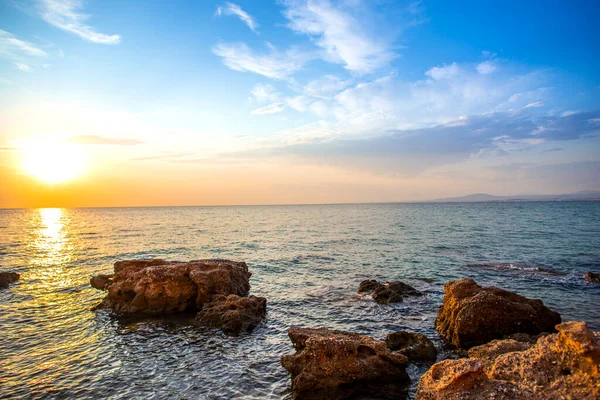 Solnedgång Tid Stranden Naturlig Bakgrund — Stockfoto