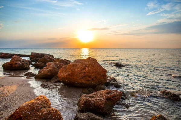 Ora Del Tramonto Sulla Riva Del Mare Sfondo Naturale — Foto Stock