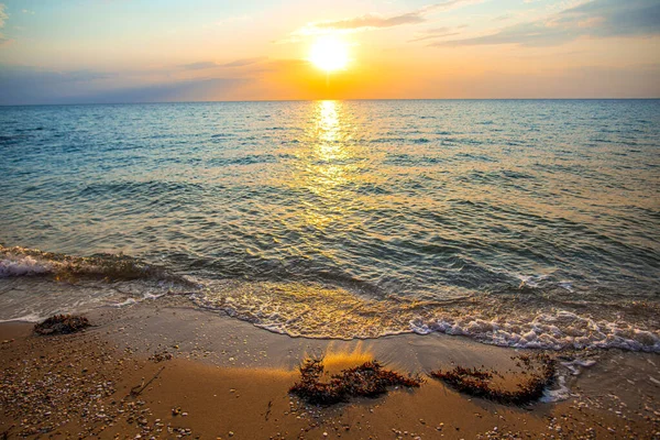 Ora Del Tramonto Sulla Riva Del Mare Sfondo Naturale — Foto Stock