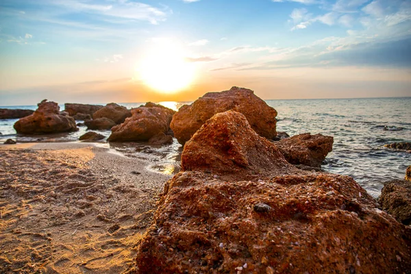 Pôr Sol Praia Fundo Natural — Fotografia de Stock