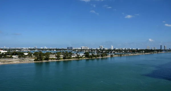 Miami Beach Florida Panorama Scenérie Vidět Při Pohledu Východ Centra — Stock fotografie