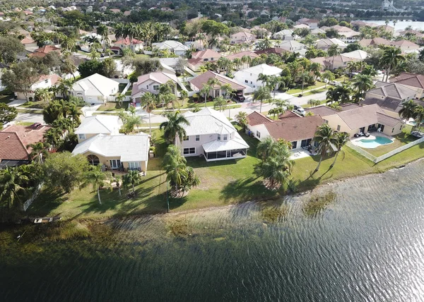 Aerial view of waterfront properties in florida