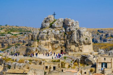 Sassi di Matera, eski kaya Kilisesi Madonna de Idris. İtalyan eski mağara şehirde