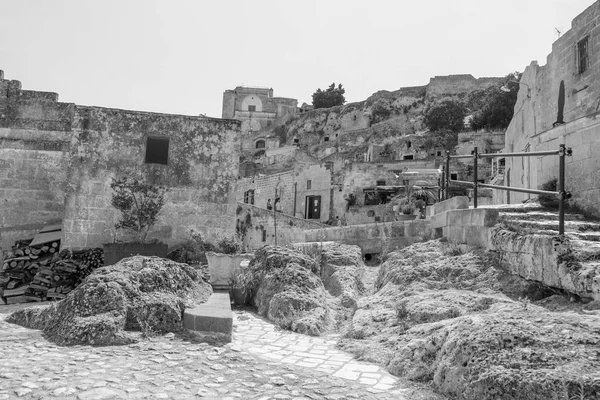 Sassi di Matera, gatan trappor i italienska gamla cave stad — Stockfoto