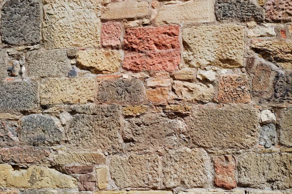 Muur Van Verschillende Stenen Close Van Verschillende Kleuren Tinten Voor — Stockfoto