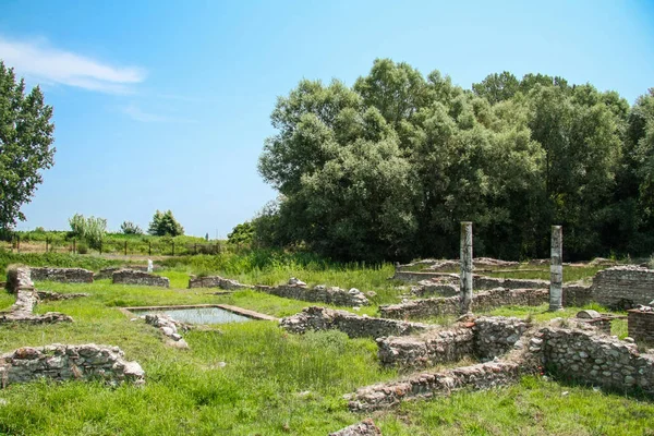 Antik Yunanistan şehir Dion. Dionysos ev kalıntıları... Makedonyalı kutsal şehir'in arkeolojik park.