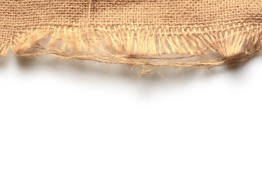 Eski jüt çuval çuval. Metin ve resim için beyaz arka plan.