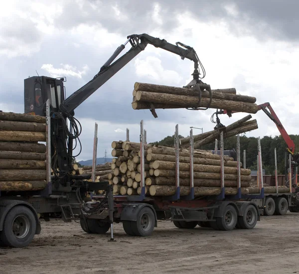 Lumber industry - Loading lumber-wood loading crane