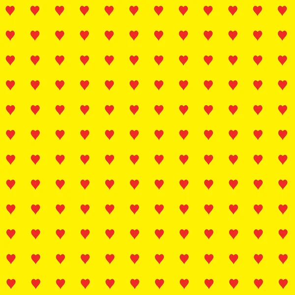Червоні Серця Рядках Жовтий Фон — стоковий вектор