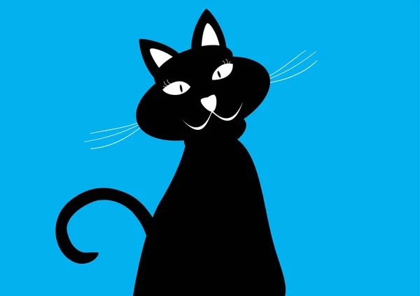 Diseño Tarjetas San Valentín Con Lindo Gato Negro Espacio Copia — Vector de stock