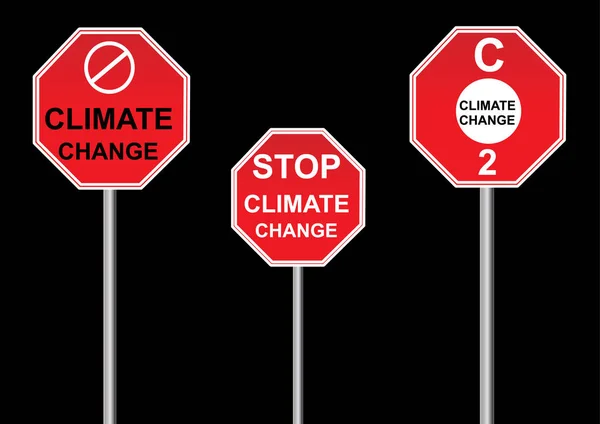 Ensemble Signes Changement Climatique Rouge Blanc Sur Fond Noir — Image vectorielle