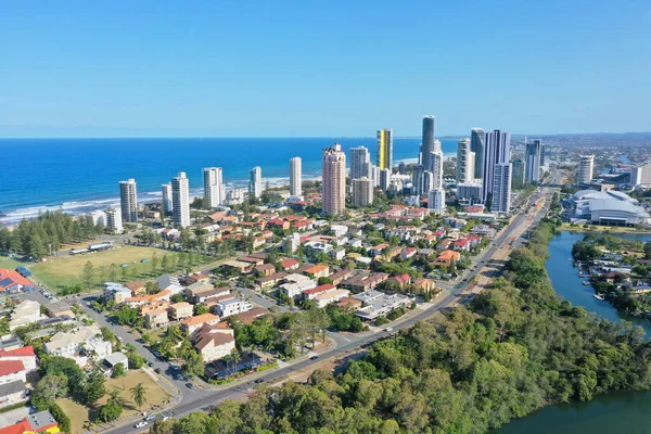 Cidade Surfistas Paraíso Vista Aérea Praia Canais Edifícios — Fotografia de Stock