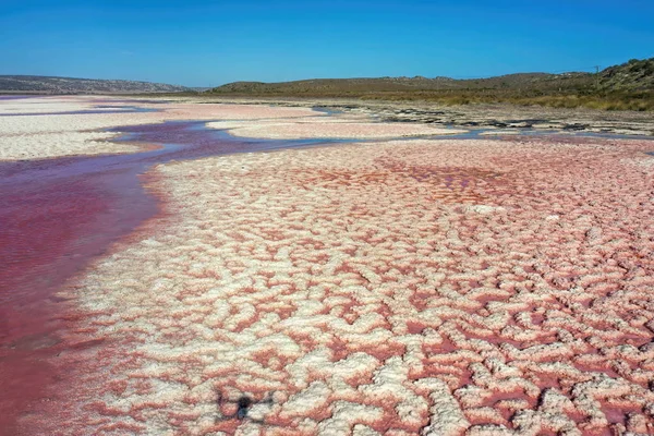 Rosa Salzlagune in Westaustralien mit blauem Himmel — Stockfoto