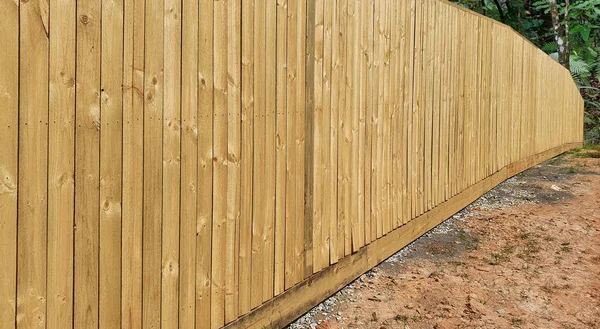 Traditional Wood Fence Vertical Wood Planks — Stock Photo, Image