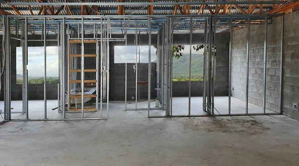 Nieuw Huis Aanbouw Stalen Frame — Stockfoto