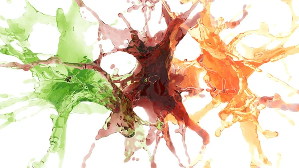 Splashes Colored Drinks Rendering — Stock Photo, Image