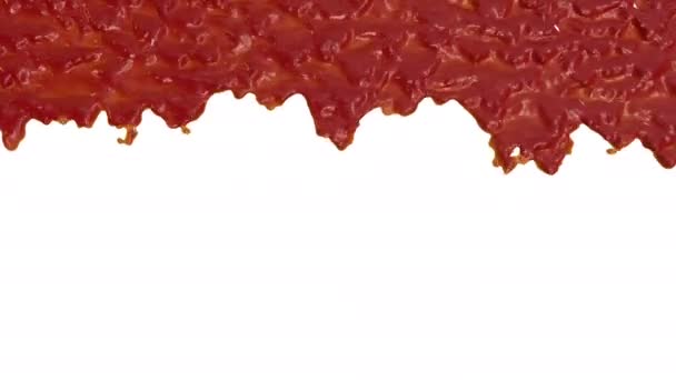 Ketchupfartige Rote Masse Fließt Die Oberfläche Hinunter — Stockvideo