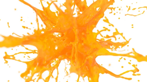 Explosion Orange Liquid White Rendering — Stock Photo, Image