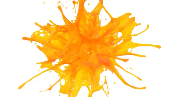 洒满了黄色的果汁 3D渲染 — 图库照片