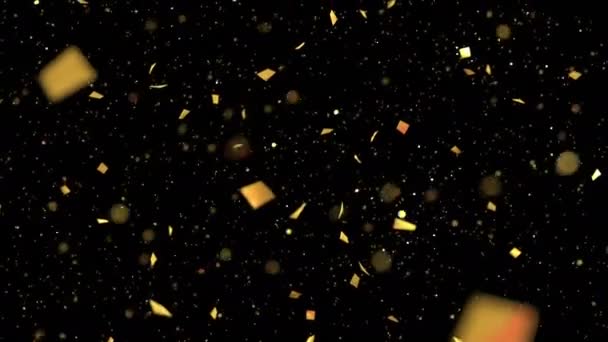 Goldkonfetti fliegt — Stockvideo