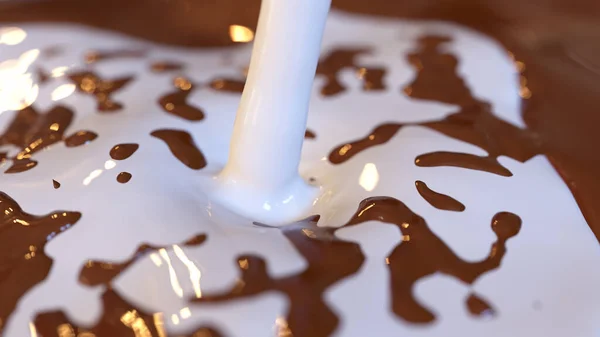 Milk Pouring Chocolate Rendering — Stock Photo, Image