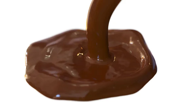 Stream Molten Chocolate Pours Rendering — Stock Photo, Image