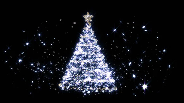 Árbol Navidad Con Una Estrella Brillante Renderizado — Foto de Stock