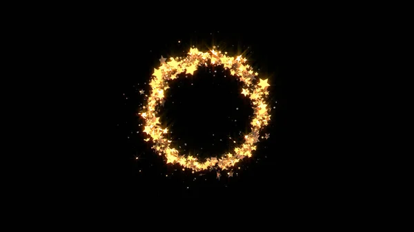 黄金の輝く星の輪 3Dレンダリング — ストック写真