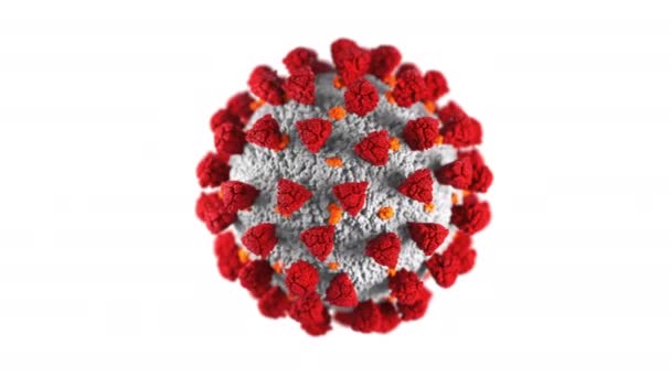 Coronavirus Met Rode Spikes Animatie — Stockvideo