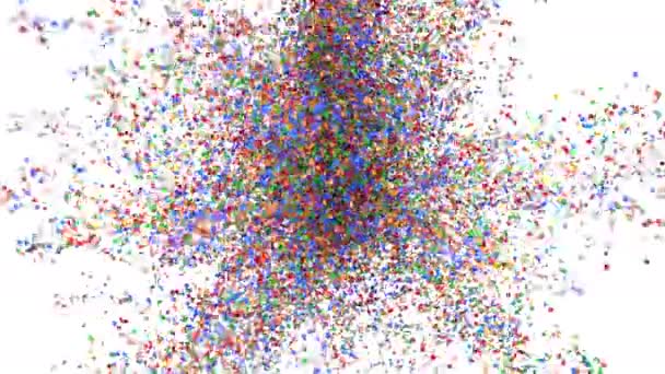 Explosion Confettis Multicolores Sur Blanc — Video