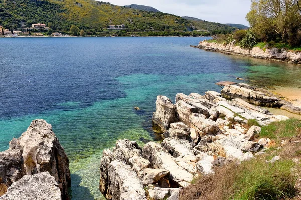 Красиві Скелясті Пляжі Селі Кассіопі Острові Корфу Греція — стокове фото