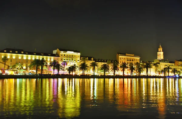 Split City Old Town Promenade Ninght Vivid Colors — Stock Photo, Image