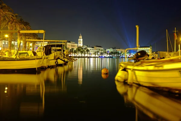 Night Life Boats Split City Croatia — Stock Photo, Image