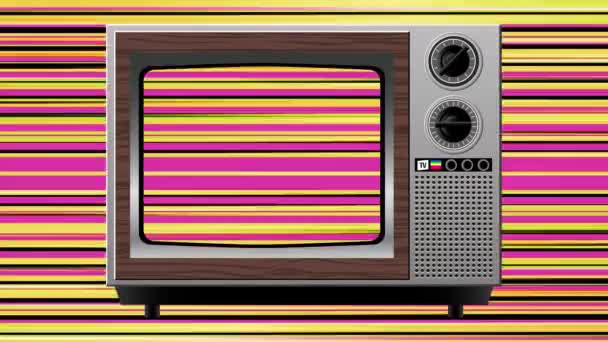 Цветовая интерференция на старом телевизоре — стоковое видео