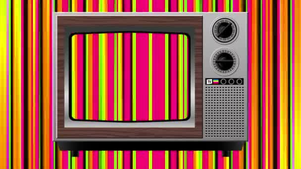 Zakłócenia koloru na Starym telewizorze — Wideo stockowe