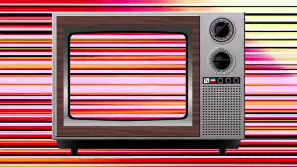 古いテレビの色干渉歪み — ストック動画