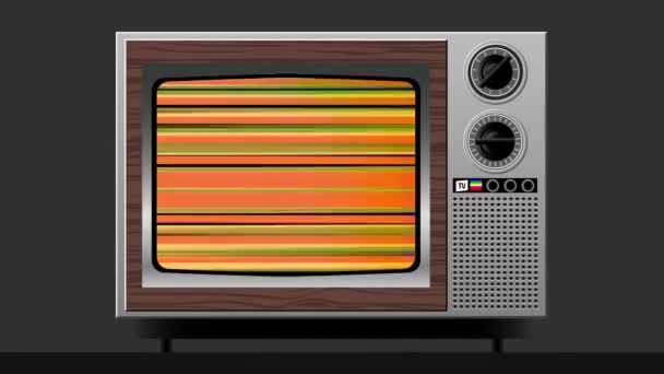 Цветовая интерференция на старом телевизоре — стоковое видео