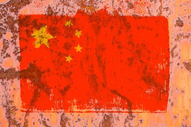 grunge tarzında eski Çin bayrağı arka plan