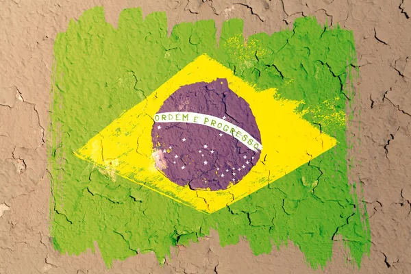 Achtergrond van een oude Braziliaanse vlag in grunge stijl — Stockfoto