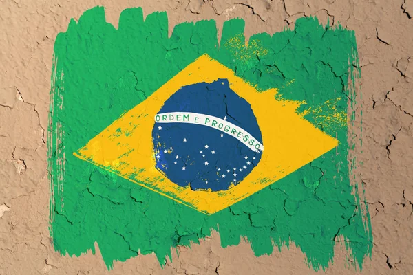 Achtergrond van een oude Braziliaanse vlag in grunge stijl — Stockfoto