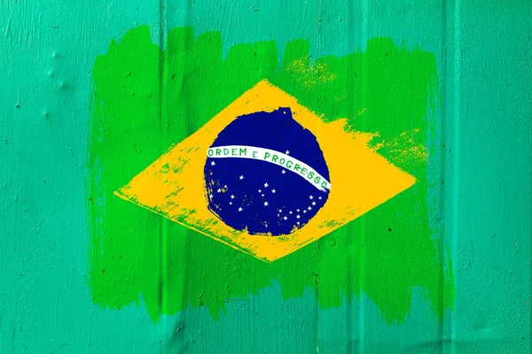 Achtergrond van een oude Braziliaanse vlag in grunge stijl — Stockfoto