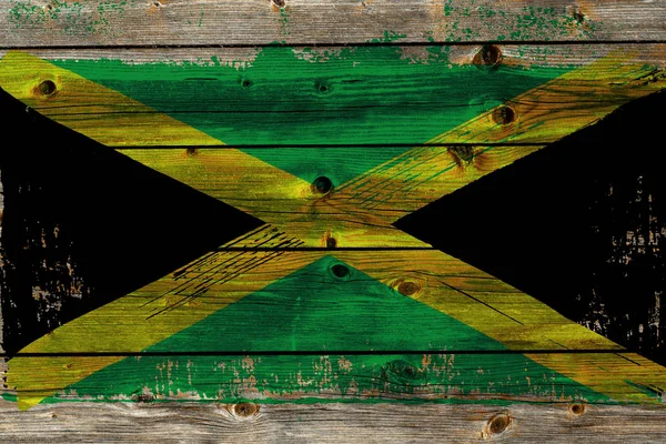 Fundo da antiga bandeira jamaicana em estilo grunge — Fotografia de Stock