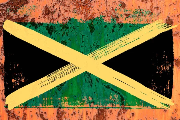 Fond de vieux drapeau jamaïcain dans le style grunge — Photo