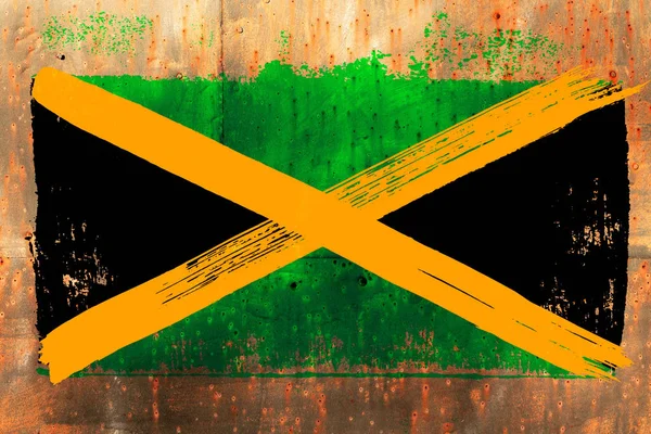 Fondo de la vieja bandera jamaicana en estilo grunge —  Fotos de Stock