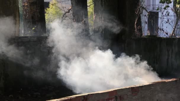 White smoke in an old and abandoned building slow motion video — 비디오