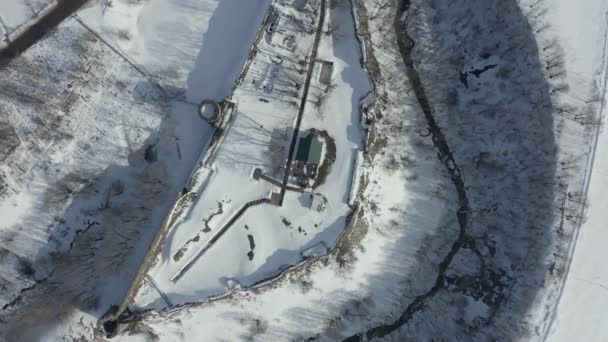 Koporskaya Fortress in de winter van een vogelvlucht — Stockvideo