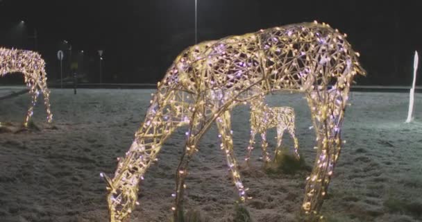 Ghirlanda di cervo nuovo anno decorazione stradale — Video Stock