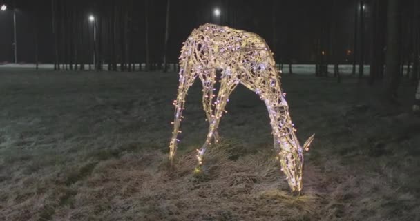 Ghirlanda di cervo nuovo anno decorazione stradale — Video Stock