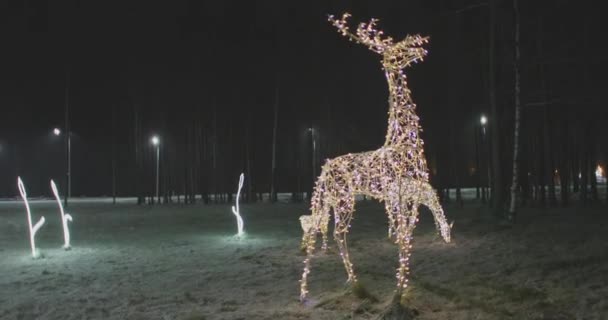 Ghirlanda di cervo nuovo anno decorazione stradale — Video Stock