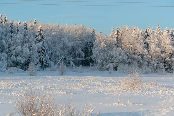 Kalla och vinter landskap med snö i Ryssland — Stockfoto